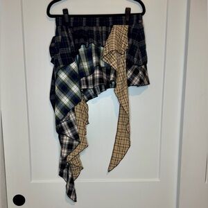 Plaid Asymmetrical Mini Skirt